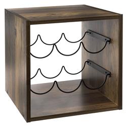 5Five Επιτραπέζια Μπουκαλοθήκη Ξύλινη για 6 Μπουκάλια Μαύρο-Καφέ 31x31x31εκ.