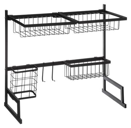 5Five Στεγνωτήρας Νεροχύτη Διώροφος Μεταλλικός σε Μαύρο Χρώμα 58x30x51.5cm