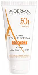 A-Derma Cream Protect Χωρίς Άρωμα Αντηλιακή Κρέμα Προσώπου SPF50 40ml από το Pharm24