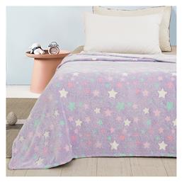 Adam Home Κουβέρτα Fleece Stars 160x220cm Φωσφορίζουσα Λιλά από το Designdrops