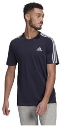 Adidas Essentials 3-Stripes Ανδρικό T-shirt Κοντομάνικο Navy Μπλε