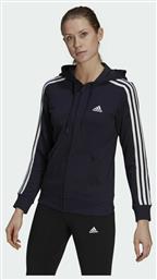 Adidas Essentials 3-Stripes Γυναικεία Φούτερ Ζακέτα με Κουκούλα Legend Ink