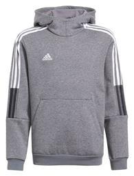 Adidas Fleece Παιδικό Φούτερ με Κουκούλα και Τσέπες Γκρι Tiro 21