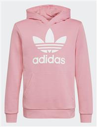 Adidas Fleece Παιδικό Φούτερ με Κουκούλα και Τσέπες Ροζ Trefoil