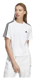 Adidas Γυναικείο Αθλητικό Crop Top Κοντομάνικο Λευκό Λευκό