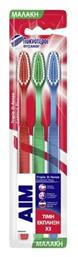 AIM Triple D-fense Comfort Plus Οδοντόβουρτσα Soft Κόκκινο - Πράσινο - Μπλε 3τμχ