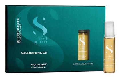 Alfaparf Milano Professional Semi Di Lino Reconstruction SOS Emergency Oil Αμπούλες Μαλλιών Αναδόμησης για Γυναίκες 6x13ml