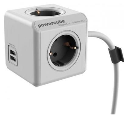 Allocacoc Extended PowerCube 4 Θέσεων με 2 USB και Καλώδιο 1.5m Γκρι