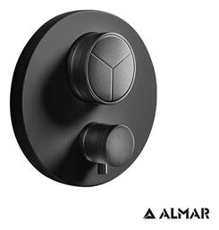 Almar Thermo Core Push Μίκτης Μπαταρίας Εντοιχισμού Ντουζιέρας 3 Εξόδων Μαύρος