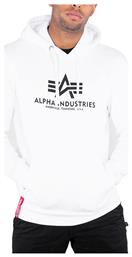 Alpha Industries Basic Ανδρικό Φούτερ με Κουκούλα και Τσέπες Λευκό