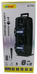 Andowl Ηχείο Karaoke με Ενσύρματo Μικρόφωνο και Εφέ Φωτισμού σε Μαύρο Χρώμα