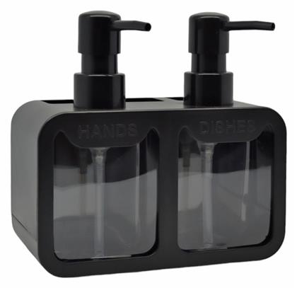 Ankor Dispenser Κουζίνας Πλαστικό με Θήκη για Σφουγγάρι Μαύρο