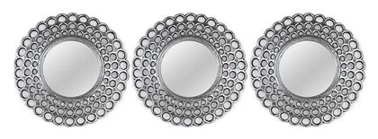 ArteLibre Καθρέπτης Τοίχου με Ασημί Πλαστικό Πλαίσιο Διαμέτρου 25.4cm 3τμχ