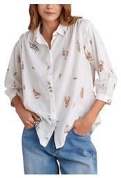 Attrattivo Μακρυμάνικο Γυναικείο Πουκάμισο White Floral