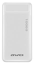 Awei P5K Power Bank 10000mAh με 2 Θύρες USB-A Λευκό από το Filinda