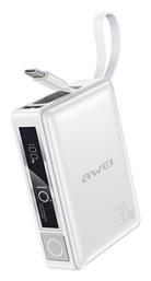 Awei P87K Power Bank 10000mAh 30W με Θύρα USB-A και Θύρα USB-C Λευκό