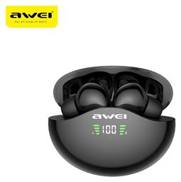 Awei T12P In-ear Bluetooth Handsfree Ακουστικά με Αντοχή στον Ιδρώτα και Θήκη Φόρτισης Μαύρα