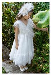 Baby Bloom Off-White Βαπτιστικό Σετ Ρούχων με Αξεσουάρ Μαλλιών & Φόρεμα 2τμχ