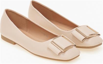 Μπαλαρίνες με χρυσή αγκράφα - Μπεζ
