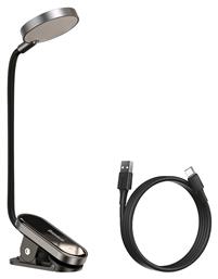 Baseus Επαναφορτιζόμενο LED Φωτιστικό Γραφείου με Εύκαμπτο Βραχίονα και Κλιπ σε Μαύρο Χρώμα