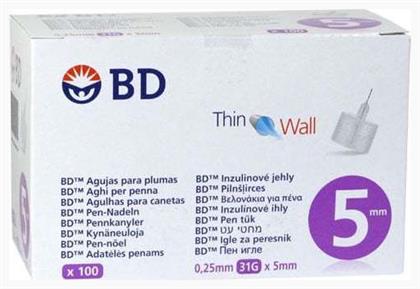 BD Thin Wall Βελόνες Ινσουλίνης 31G x 5mm 100τμχ από το Pharm24