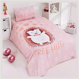 Beauty Home Hug Art 6165 Σετ Παιδική Παπλωματοθήκη Μονή με Μαξιλαροθήκη Σομόν 165x240εκ.