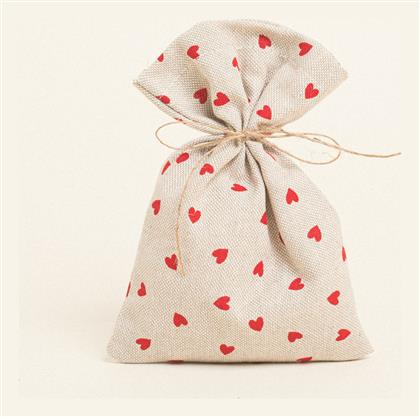 Beauty Home Πουγκι 12 X 17 Cm Μικρες Κοκκινες Καρδιες