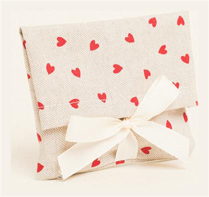 Beauty Home Πουγκι Κορδελα 12 X 17 Cm Μικρες Κοκκινες Καρδιες