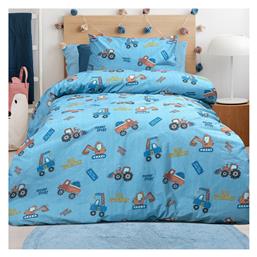 Beauty Home Σετ Σεντόνια Μονά Βαμβακερά Factory Art 6216 Γαλάζιο 170x260cm