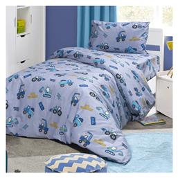 Beauty Home Tracker Art Σετ Παιδική Παπλωματοθήκη Μονή με Μαξιλαροθήκη Βαμβακερή Γκρι 170x245εκ.