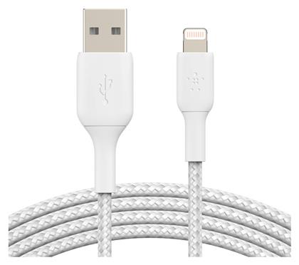 Belkin Coated Mfi Cert USB to Lightning Cable Λευκό 1m (CAA002bt1MWH)