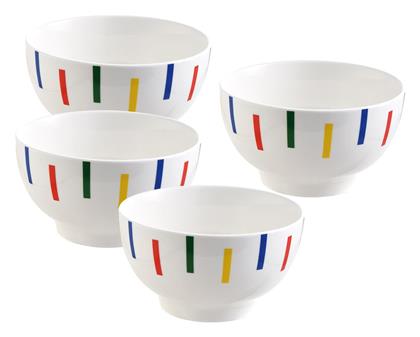 Benetton Rainbow Μπωλ Σερβιρίσματος Δημητριακών Στρογγυλό από Πορσελάνη Λευκό με Διάμετρο 14εκ. 4τμχ