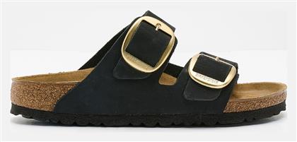 Birkenstock Arizona Big Buckle Δερμάτινα Γυναικεία Σανδάλια Ανατομικά σε Μαύρο Χρώμα Narrow Fit