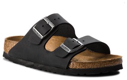 Birkenstock Arizona Oiled Leather Δερμάτινα Γυναικεία Σανδάλια σε Μαύρο Χρώμα