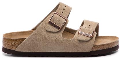 Birkenstock Arizona Soft Footbed Suede Leather Γυναικεία Σανδάλια Ανατομικά σε Μπεζ Χρώμα Narrow Fit από το ProjectShops