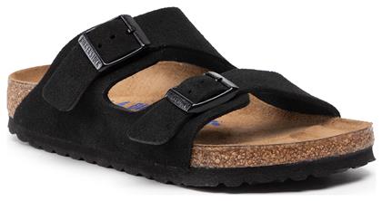 Birkenstock Arizona Soft Footbed Suede Leather Γυναικεία Σανδάλια Ανατομικά σε Μαύρο Χρώμα