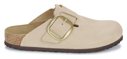 Birkenstock Boston Big Buckle Δερμάτινες Παντόφλες Μπεζ