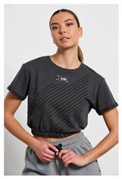 BodyTalk Γυναικείο Αθλητικό Crop Top Κοντομάνικο Γκρι Γκρι