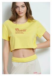 BodyTalk Γυναικείο Αθλητικό Crop Top Κοντομάνικο Κίτρινο Κίτρινο