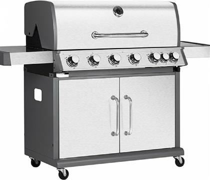 Bormann Elite BBQ5200 Prime Ψησταριά Υγραερίου Μαντεμένιας Σχάρας 97x45εκ. με 6 Εστίες 21.6kW και Πλαϊνό Μάτι