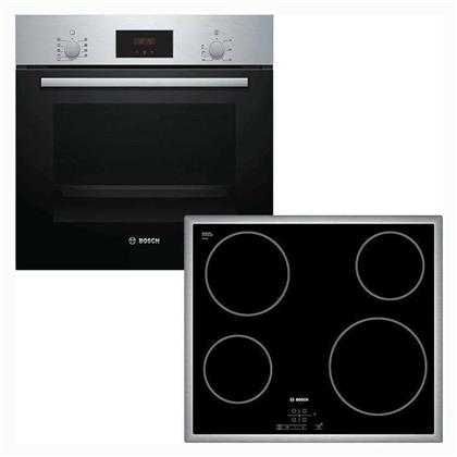 Bosch Άνω Πάγκου με Κεραμικές Εστίες Inox HBF134ES1 + PKE645B17E