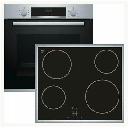 Bosch Εντοιχιζόμενος άνω Πάγκου με Κεραμικές Εστίες Inox BA51FN02 (HBA513BS00 + PKE645BA2E)