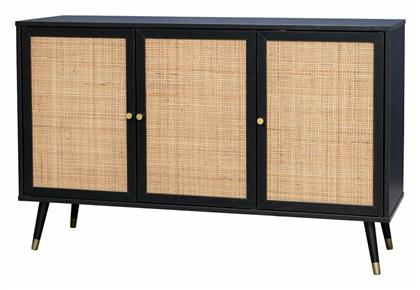 Μπουφές από Ξύλο Vienna Μαύρος / Natural Rattan 120x39x75.5cm από το Polihome