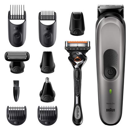 Braun All-In-One Trimmer 7 MGK7320 Σετ Επαναφορτιζόμενης Κουρευτικής Μηχανής Ασημί ‎