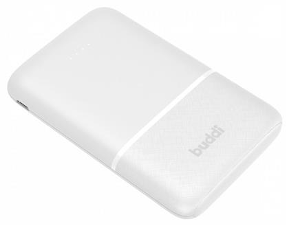 Buddi Mini Power Bank 5000mAh με 2 Θύρες USB-A και Θύρα USB-C Λευκό