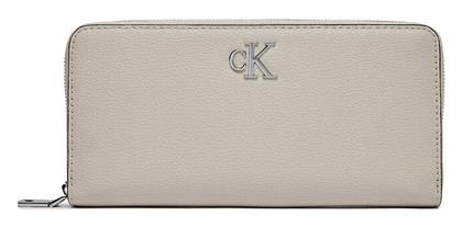 Calvin Klein Minimal Monogram Δερμάτινο Γυναικείο Πορτοφόλι με RFID Μπεζ