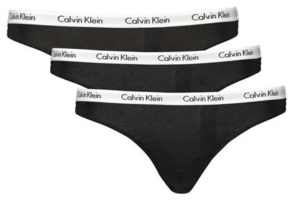 Calvin Klein Βαμβακερά Γυναικεία String 3Pack Μαύρα