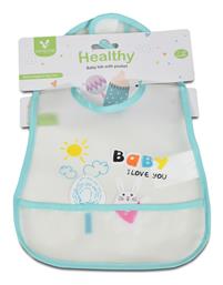 Cangaroo Baby Bib Healthy Αδιάβροχη Ποδιά Πλαστική με Αυτοκόλλητο & Τσέπη