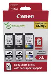 Canon PG-545 XL x2 / CL-546 XL Γνήσιο Photo Value Pack με 3 Μελάνια Εκτυπωτή InkJet Photo Μαύρο / Πολλαπλό (Color) (8286B015)