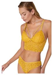 Cansoy Δαντελένιο Σετ Εσωρούχων Bralette με Brazil Dusty Yellow Liona 319